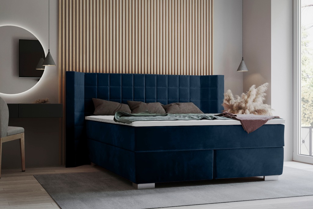 Bild von Places of Style Boxspringbett "Piazza", mit Steppung und Kopfteil mit seitlichen Flügeln