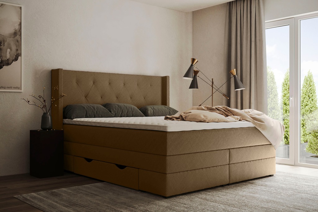 Bild von Places of Style Boxspringbett "Elegance", mit schöner Knopfheftung, in den Härtegraden H2 & H3, inkl. Schubladen