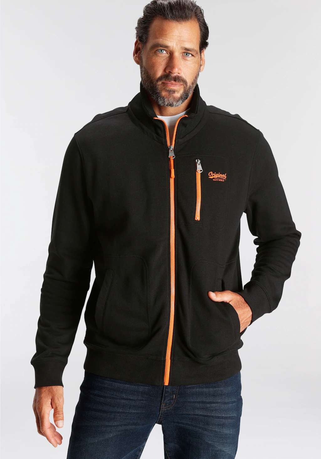 Bild von Man's World Sweatjacke, mit kontrastfarbigem Reißverschluss