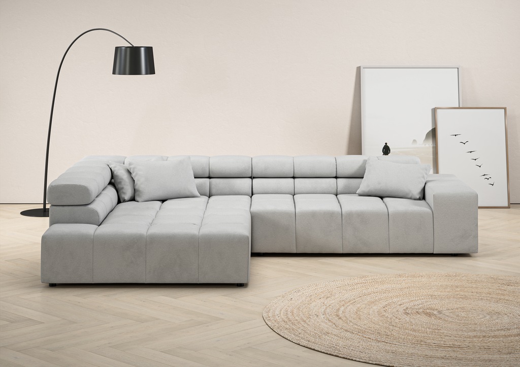 Bild von INOSIGN Ecksofa "Ancona incl. Kopfteilverstellung, Zierkissen Breite 319cm, L-Form", wahlweise motorische Sitztiefenverstellung, auch in Cord + Easy Care