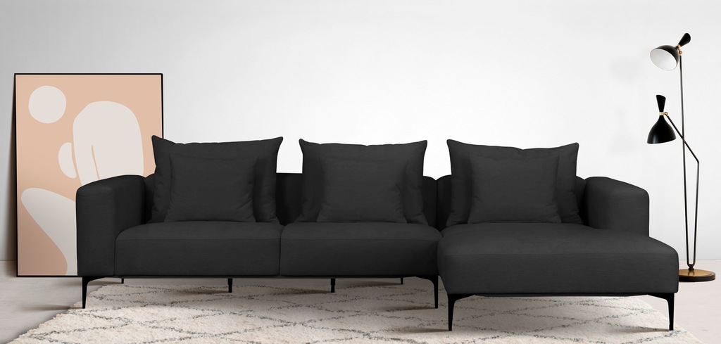 Bild von Guido Maria Kretschmer Home&Living Ecksofa "BENTE L-Form", wahlweise Recamiere links oder rechts, mit schwarzen Metallfüßen