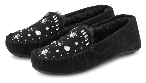 Bild von Vivance Hausschuh, Pantolette, Pantoffel, Ballerina mit Schmucksteinchen VEGAN