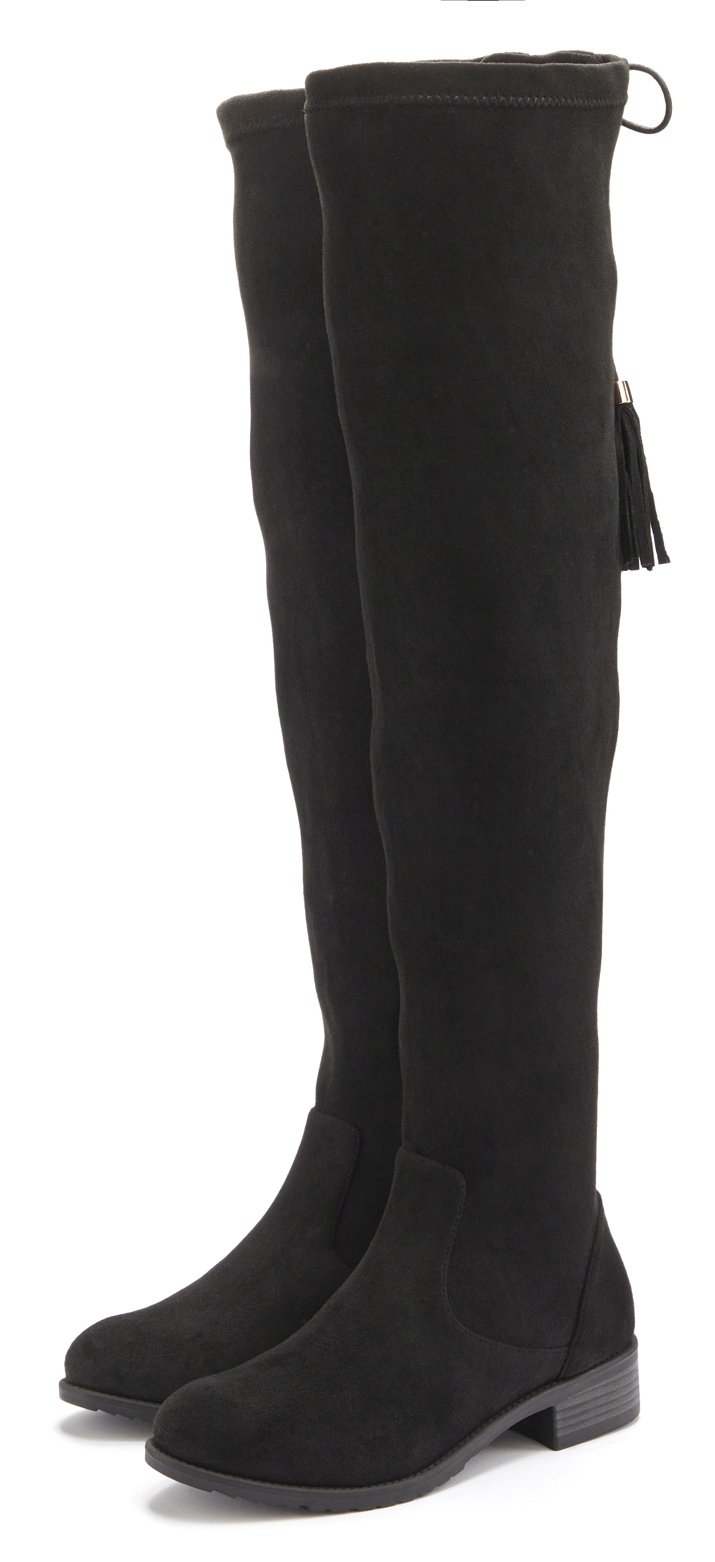 Bild von LASCANA Overkneestiefel »Stiefel, Langschaftstiefel«, mit elastischem Weitschaft und raffiniertem Flechtdetail