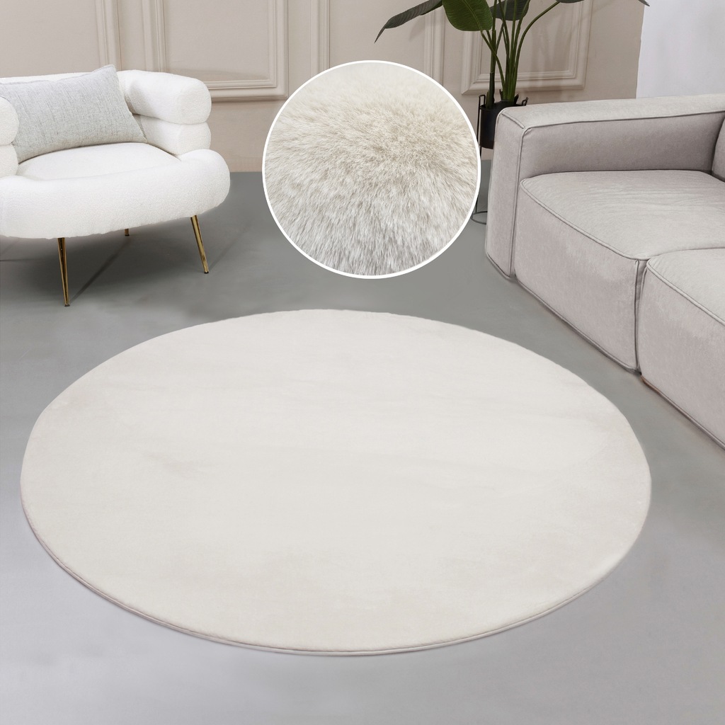 Bild von Leonique Fellteppich "Balu", rund, 20 mm Höhe, Kunstfell in Kaninchenfell Haptik, fußbodenheizungsgeeignet, pflegeleicht, ideale Teppiche für Wohnzimmer, Schlafzimmer, Esszimmer, Arbeitszimmer