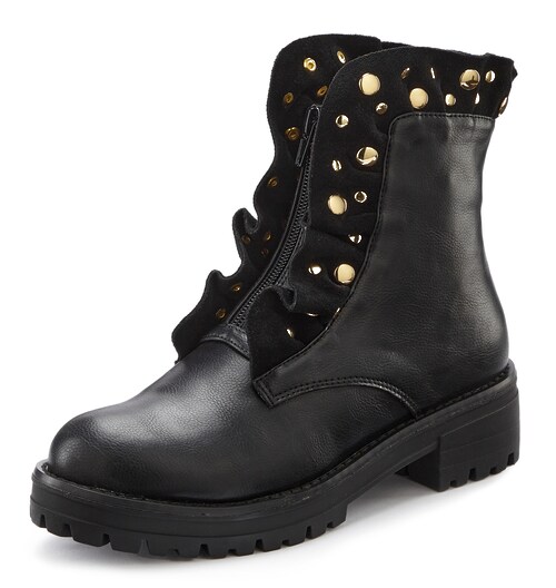 Bild von LASCANA Reißverschlussstiefel, mit Schmucksteinchen und kleinen Rüschen, Stiefelette, Ankle Boots