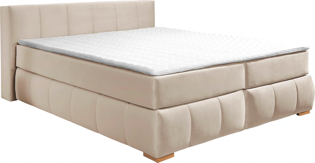 Bild von Guido Maria Kretschmer Home&Living Boxspringbett "Chelles", inkl. Topper, in XXL- Überlänge 220 cm, Unterbox mit feine Wölbung
