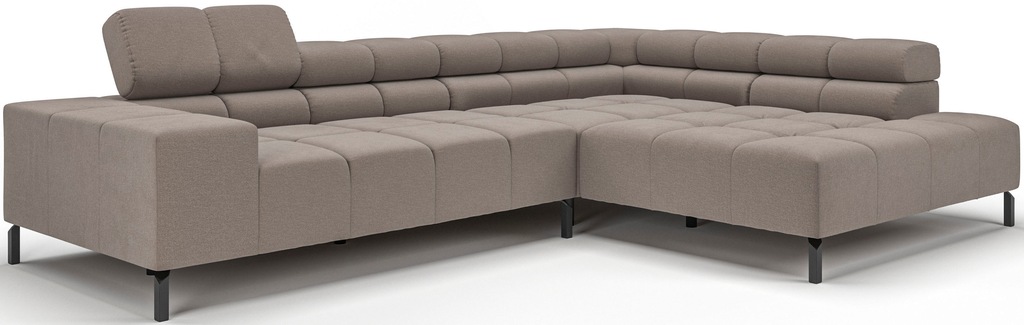 Bild von INOSIGN Ecksofa "Ancona New, wahlweise motorische Sitztiefenverstellung, auch Cord", feine Steppung, mit Kopfteilverstellung, 3 Zierkissen, L-Form