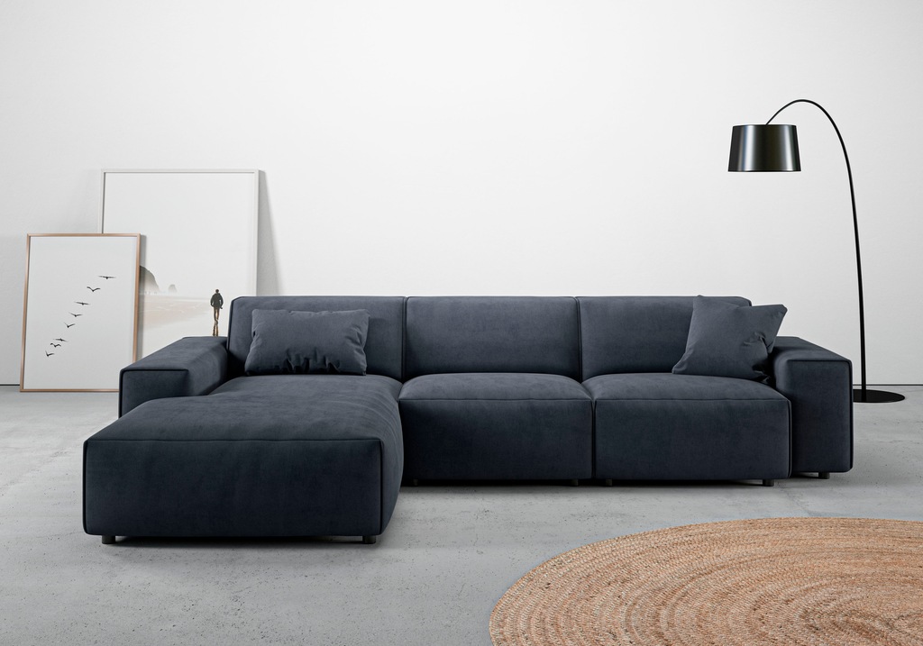 Bild von andas Ecksofa "Glimminge auch in Breitcord, Feincord, Bouclé + Easy care-Bezug", L-Form, Breite 294, Zierkissen