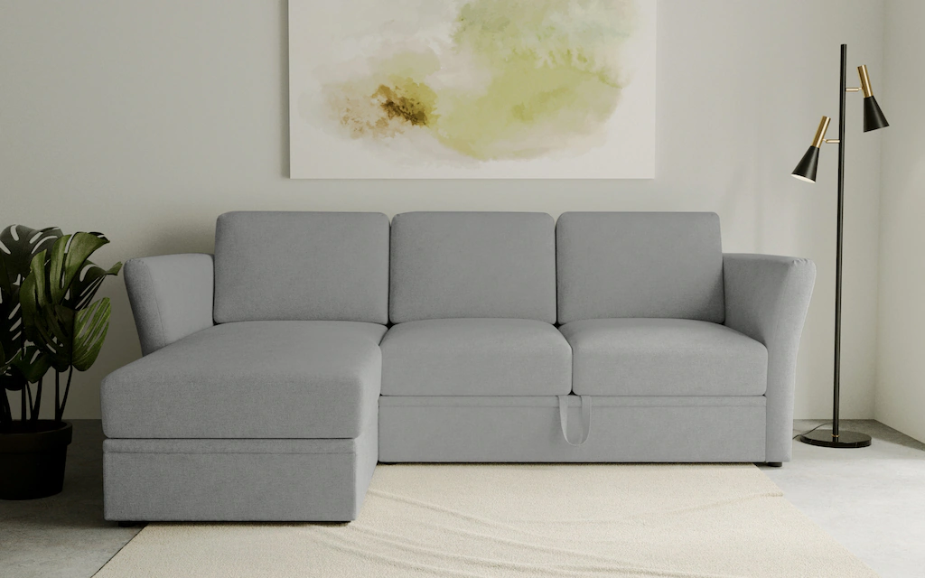 Bild von Home affaire Ecksofa "Lavars, L-Form, Schlafsofa", mit Bettfunktion und Stauraum, in zwei verschiedenen Bezugsqualitäten