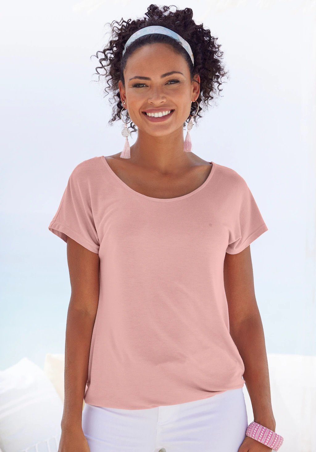 Bild von Vivance Kurzarmshirt "mit Häkelspitze am Rücken", aus weichem Viskose-Stretch