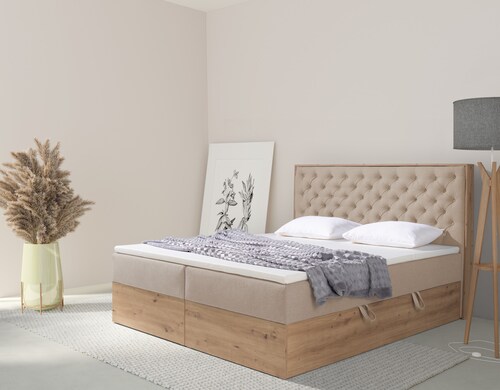 Bild von Home affaire Polsterbett »Flero«, (4 tlg.), mit Holzdekor und schöner Knopfheftung im Kopfteil