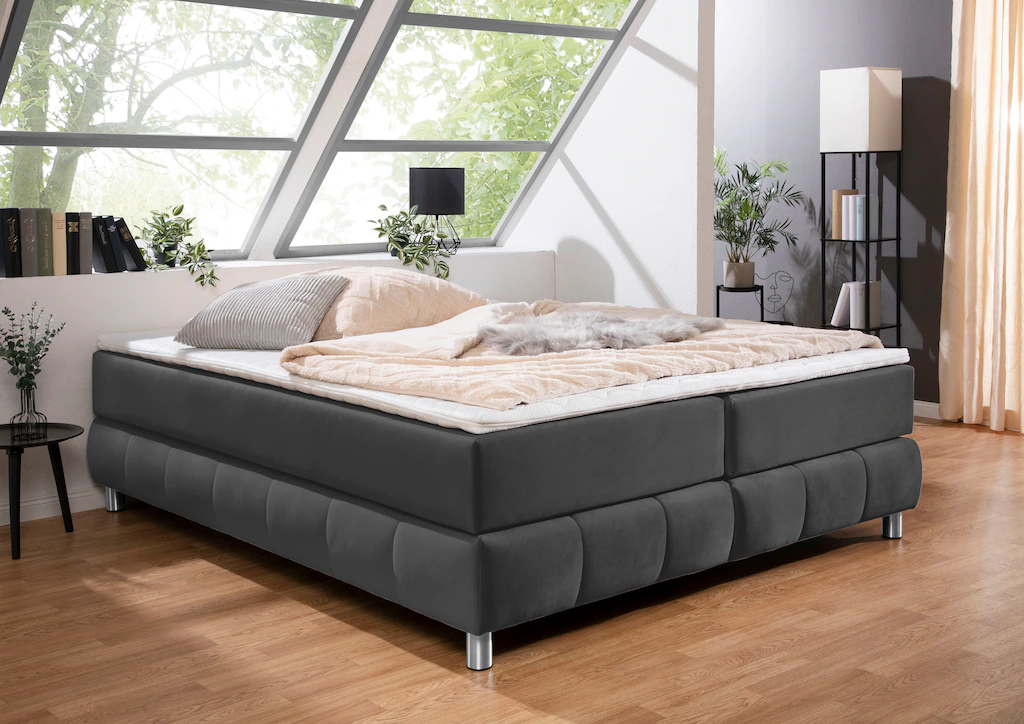 Bild von andas Boxspringbett "Salo", Ohne Kopfteil, inkl. Topper, auch in Überlänge 220 cm