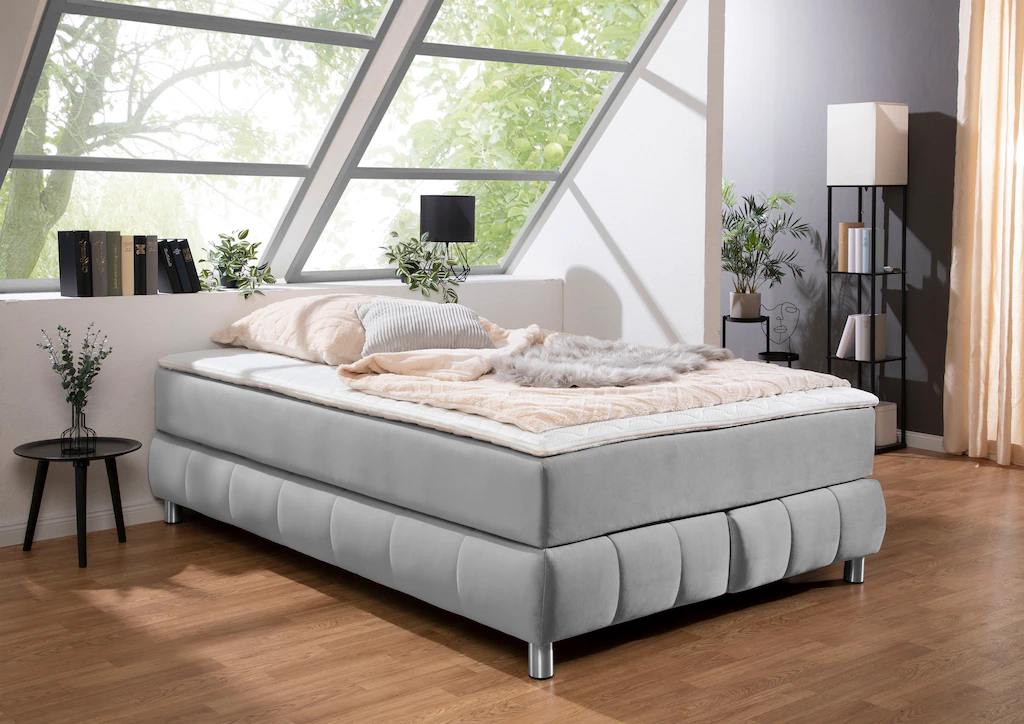 Bild von andas Boxspringbett "Salo", Ohne Kopfteil, inkl. Topper, auch in Überlänge 220 cm
