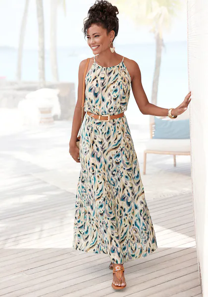 Bild von LASCANA Maxikleid, aus gewebter Viskose, leichtes Sommerkleid mit Alloverdruck