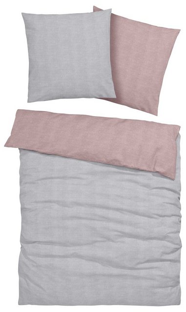 Bild von Bruno Banani Wendebettwäsche "Merlin, in den Qualitäten Linon (kühlend) und Biber (wärmend), atmungsaktiv, Flächengewicht 140 g/m², 100% Baumwolle, unterstützt Cotton made in Africa, mit Knopfverschluss", (2 tlg.)