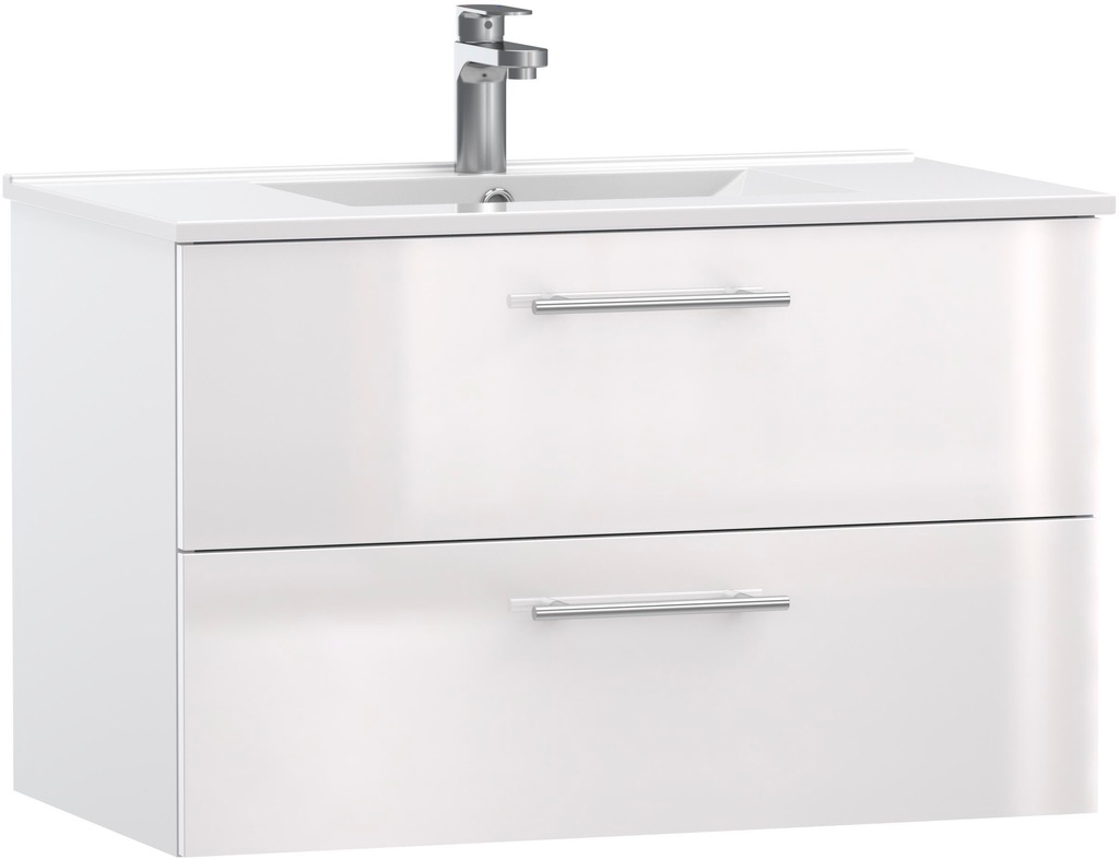 Bild von welltime Waschtisch Athen Badschrank Badezimmer WC Unterschrank mit Becken (Set), Waschplatz mit 2 Schubladen, Breite 80cm Softclose Bad