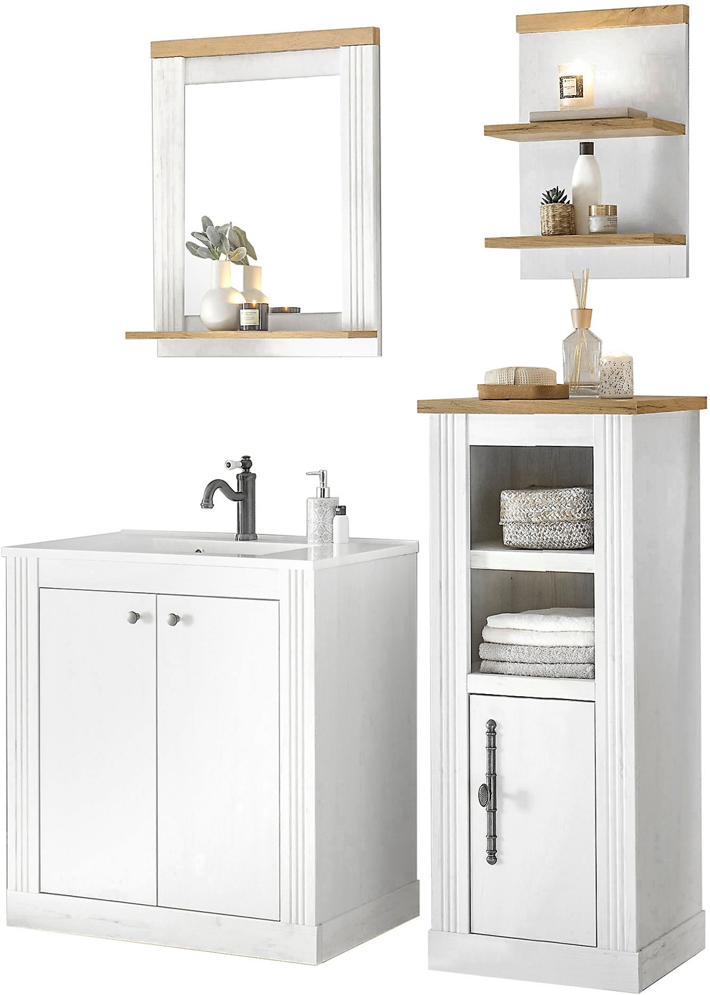 Bild von Home affaire Badmöbel-Set WESTMINSTER, (4-St), im romantischen Landhausstil, exclusiv by Otto