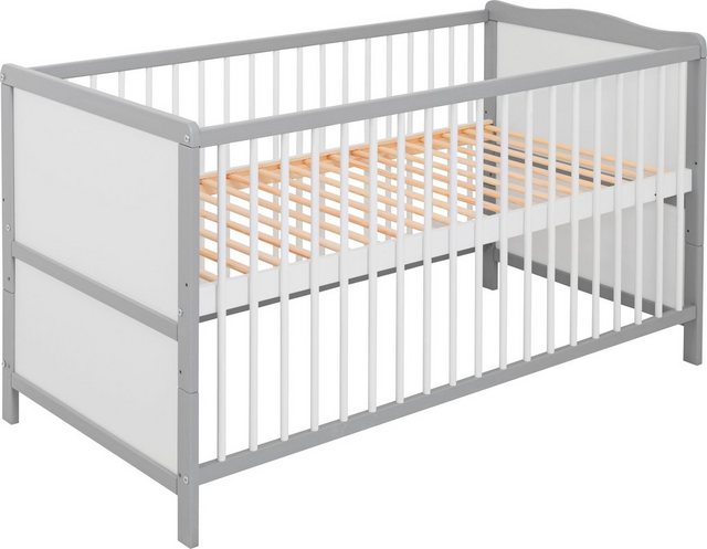 Bild von Lüttenhütt Babybett »"Joris", 3-fach höhenverstellbar, hochwertiges Kiefernholz«, mehrere Farben, 70x140cm, umbaubar zum Juniorbett, mit Schlupfsprossen