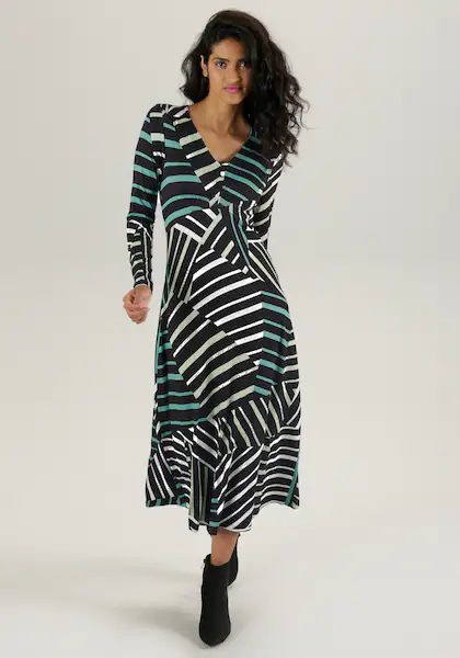 Bild von Aniston SELECTED Midikleid, mit Smok-Details und Streifendruck