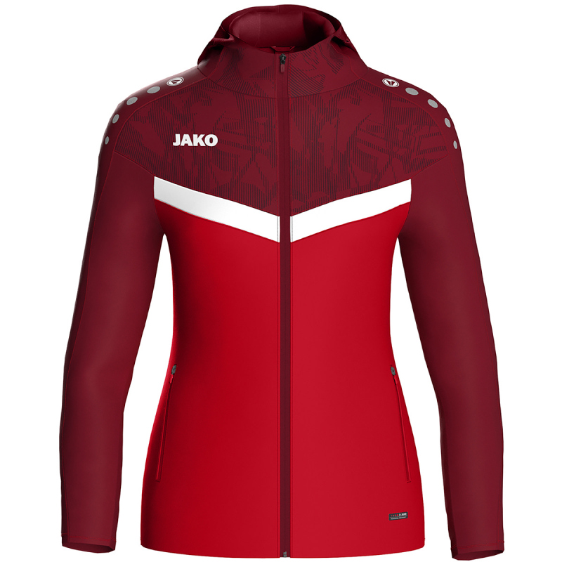 Bild von JAKO ICONIC Kapuzenjacke Gr. 36 Rot/Weinrot - Zipper Hoodie Damen, Bequeme Sweatjacke mit Keep Dry Funktion aus 100% recyceltem Polyester