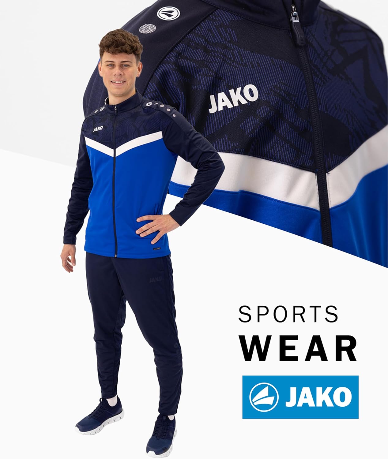 Bild von JAKO ICONIC Unisex Polyesterjacke Gr. XXL Schwarz/Anthrazit - Atmungsaktive Trainingsjacke Herren und Damen im modernen Design, 100% recyceltes Polyester