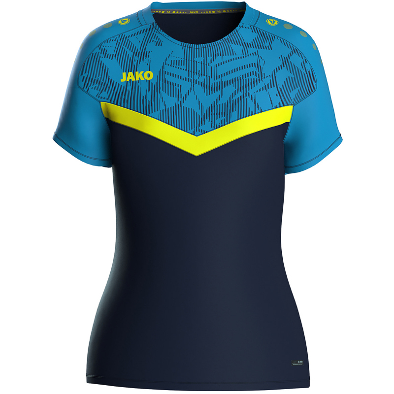 Bild von JAKO ICONIC T-Shirt Blau, Neon-Gelb, Gr.40 - Funktionsshirt Damen Kurzarm, Nachhaltiges Sport Shirt aus 100% recyceltem Polyester, Feuchtigkeitstransportierend und atmungsaktiv