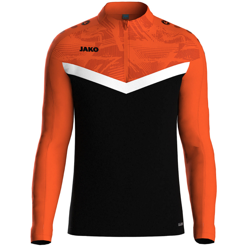 Bild von JAKO Ziptop Kinder Unisex Iconic Gr. 140 Schwarz Neonorange - Atmungsaktives Sport Sweatshirt für Kinder mit Keep Dry Funktion und wärmender, weicher Fleece-Innenseite
