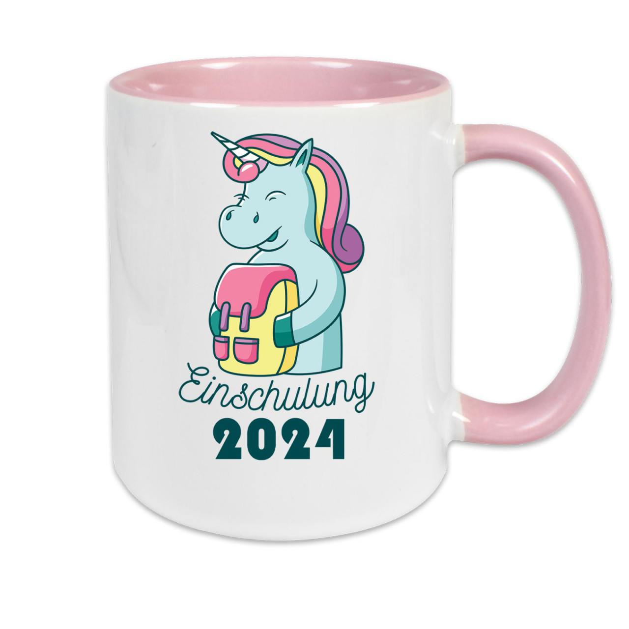 Bild von Tasse zweifarbig Schule - Schulstart Einschulung 2024 Einhorn