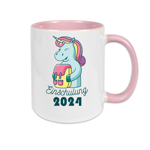 Bild von Tasse zweifarbig Schule - Schulstart Einschulung 2024 Einhorn