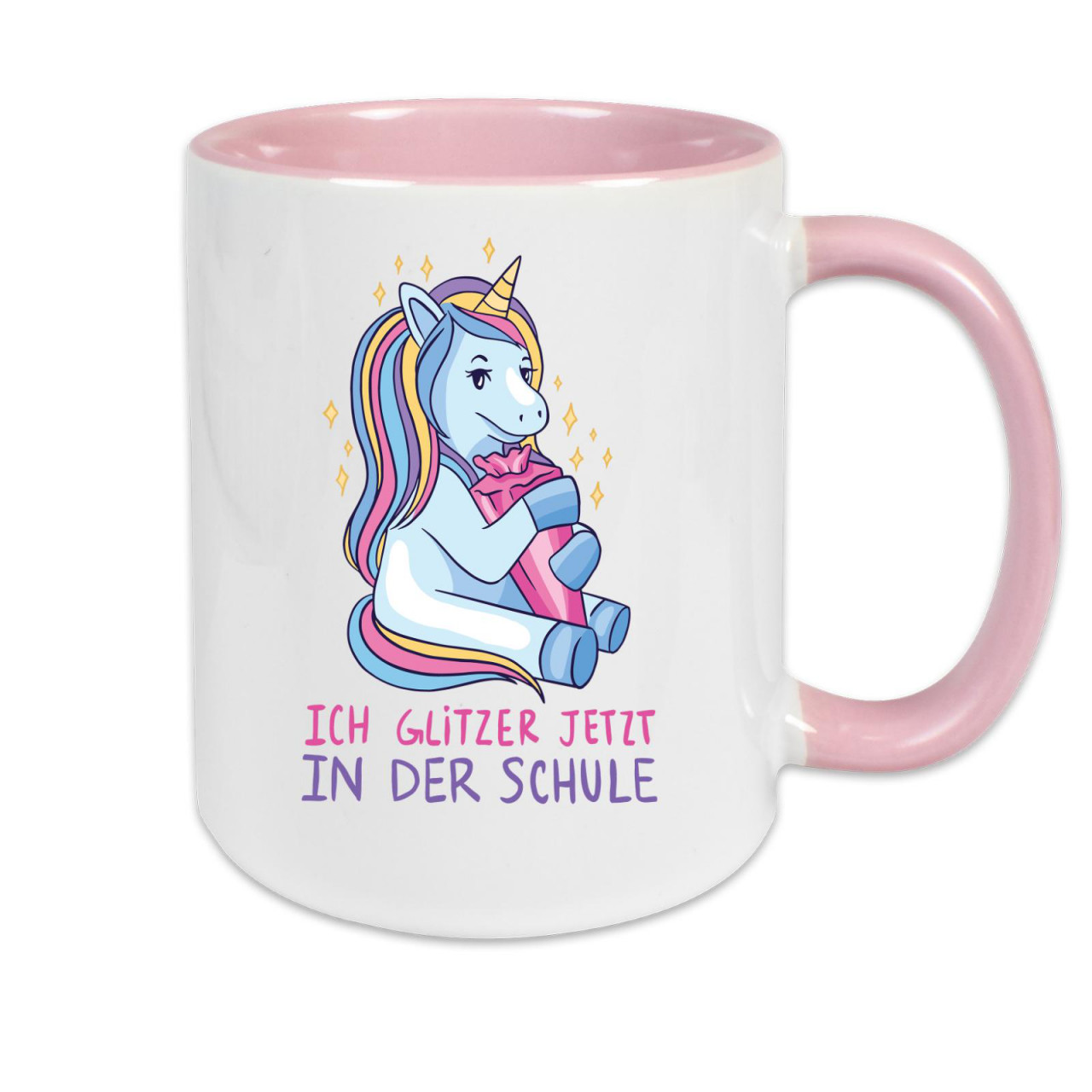 Bild von Tasse zweifarbig Schule - Schulstart Einschulung - Ich glitzer in der Schule