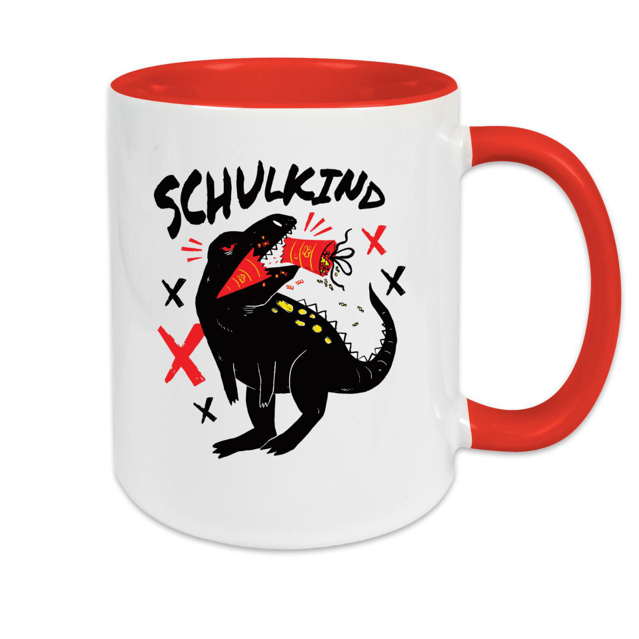 Bild von Tasse zweifarbig Schule - Schulstart Schulkind T-Rex