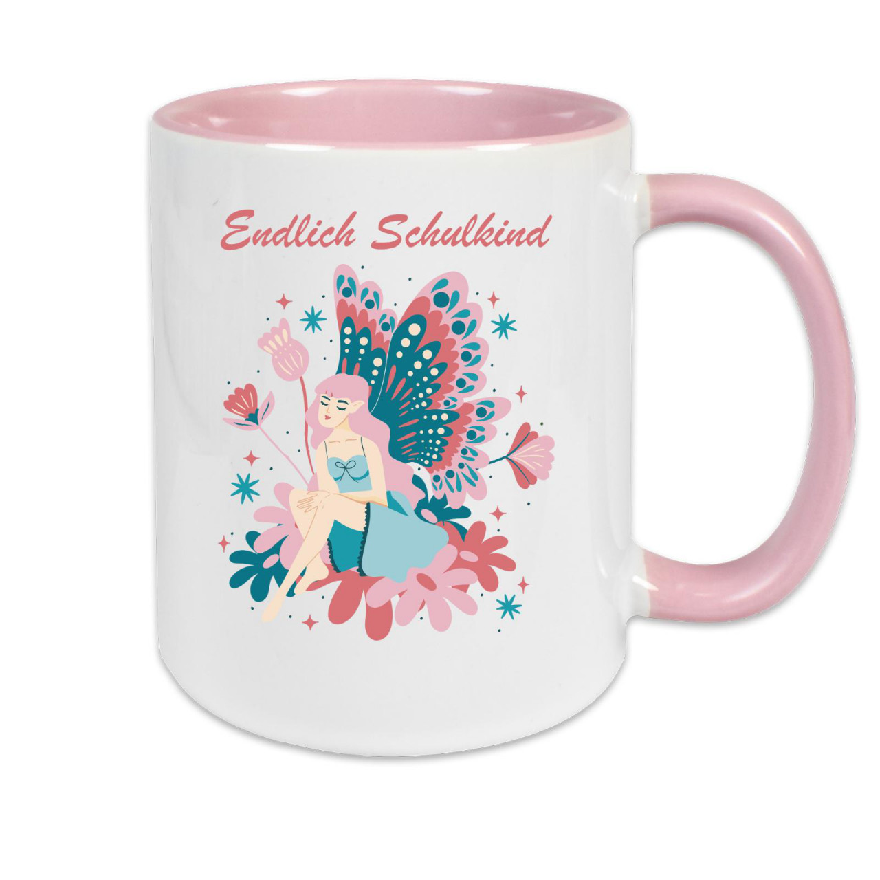 Bild von Tasse zweifarbig Schule - Schulstart Schulkind Fee