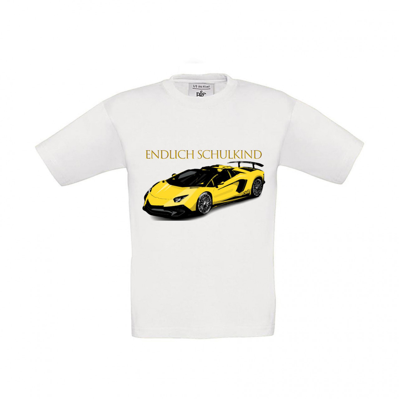 Bild von T-Shirt Kinder Schule - Schulstart Endlich Schulkind Rennauto gelb