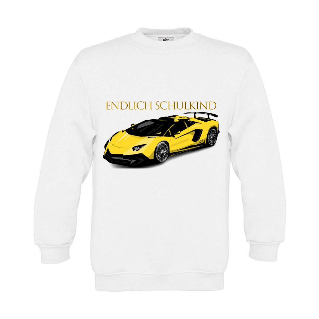 Bild von Sweatshirt Kinder Schule - Schulstart Endlich Schulkind Rennauto gelb