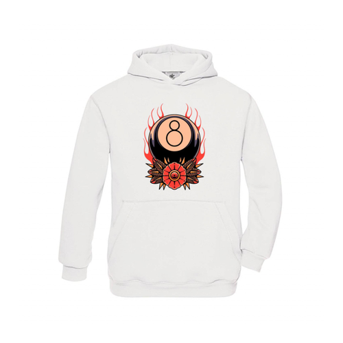 Bild von Hoodie für Kinder mit dem Motiv Billard Eight on Fire