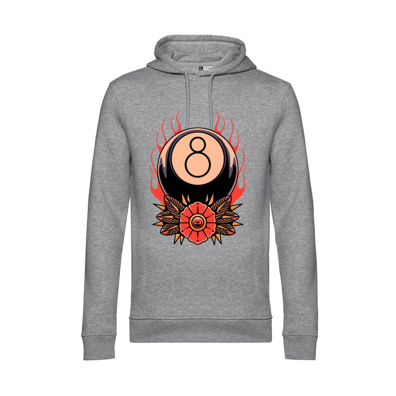 Bild von Nachhaltiger Hoodie Herren Billard Eight on fire