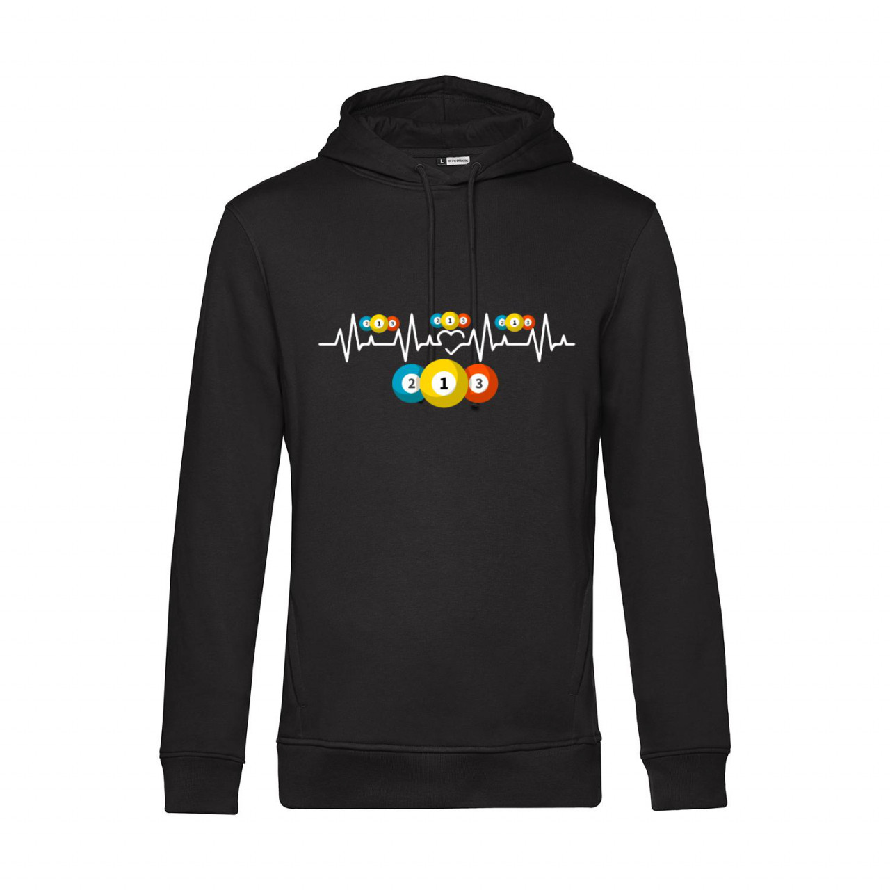 Bild von Nachhaltiger Hoodie Herren Billard Heartbeat farbige Kugeln