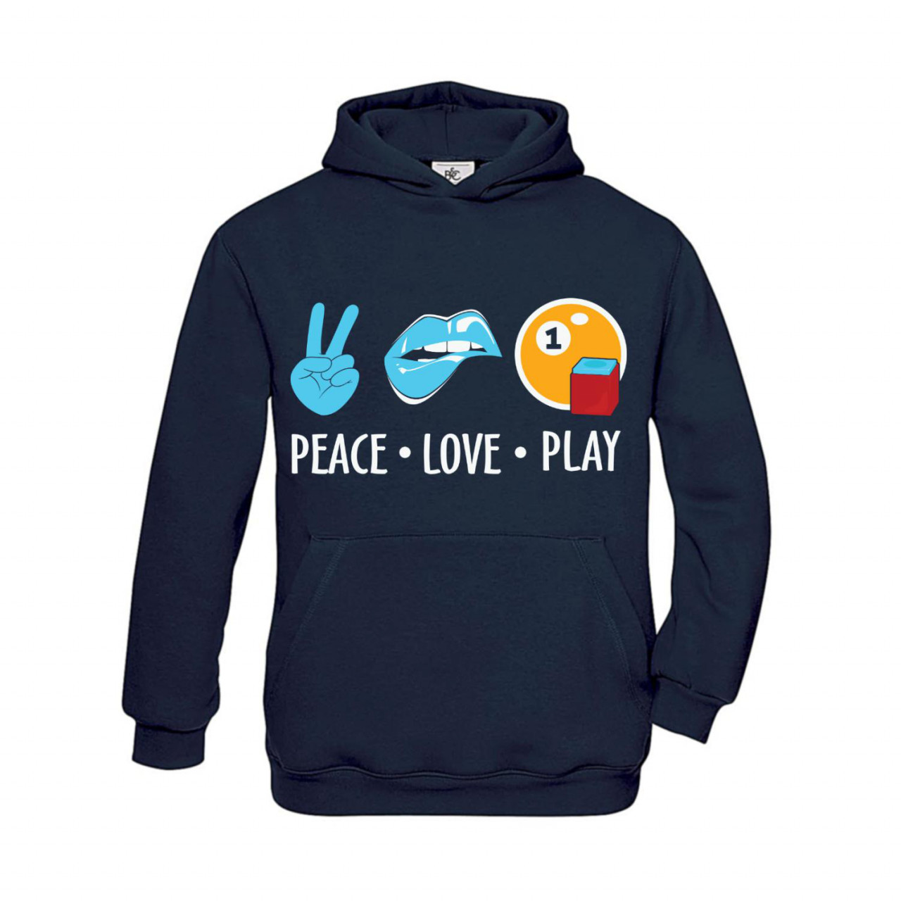Bild von Hoodie Kinder Billard Peace Love Play