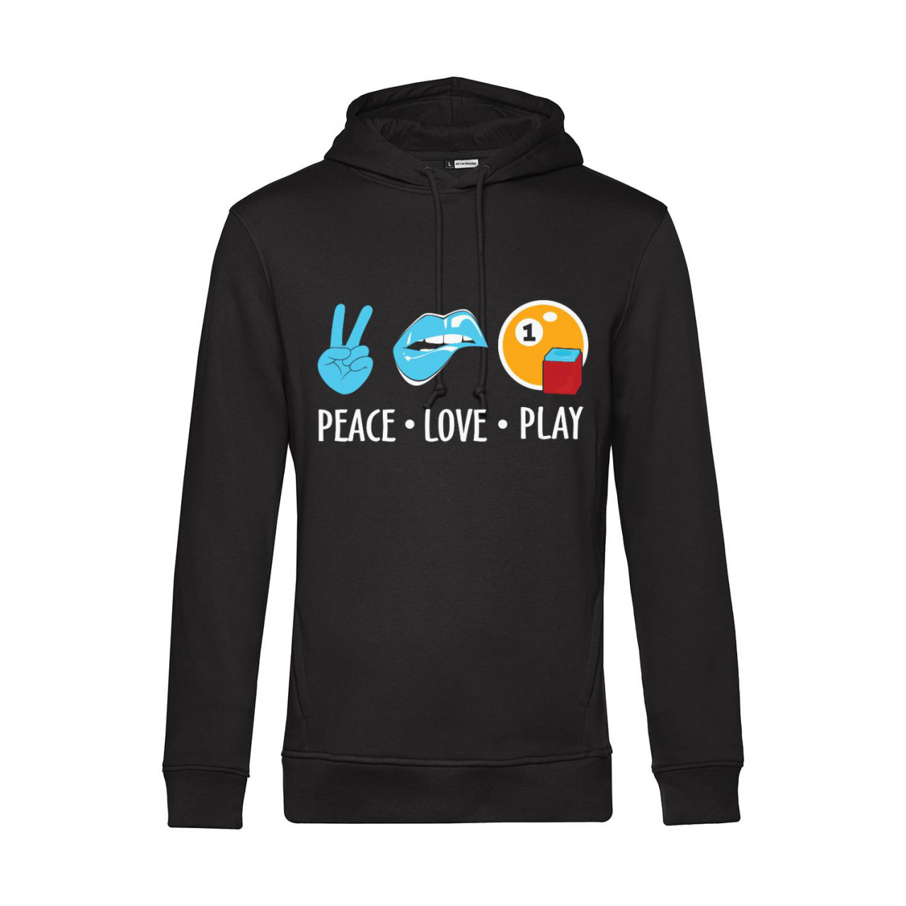 Bild von Nachhaltiger Hoodie Herren Billard Peace Love Play