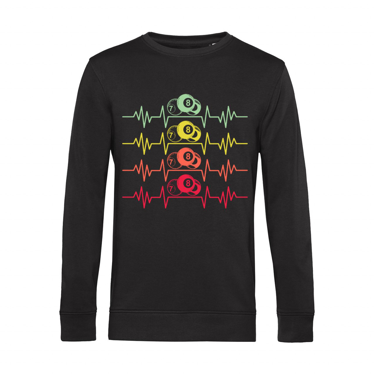 Bild von Nachhaltiges Sweatshirt Herren Billard farbige Herzstromkurve