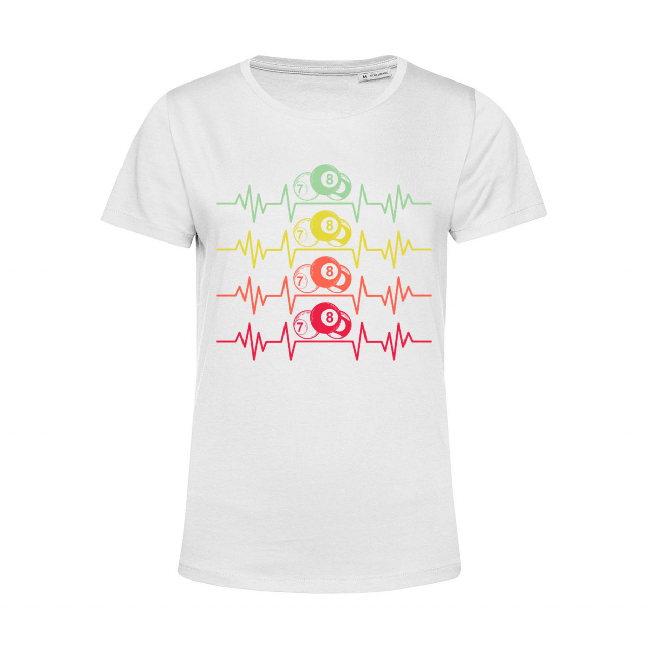 Bild von Nachhaltiges T-Shirt Damen Billard farbige Herzstromkurve