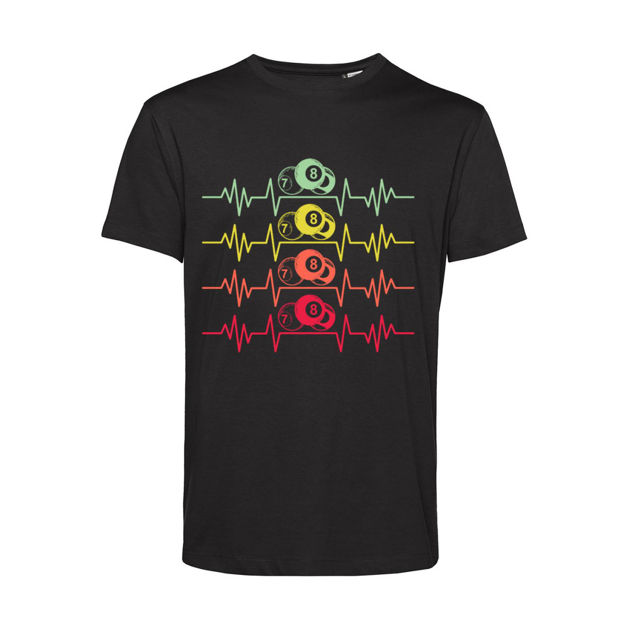 Bild von Nachhaltiges T-Shirt Herren Billard farbige Herzstromkurve