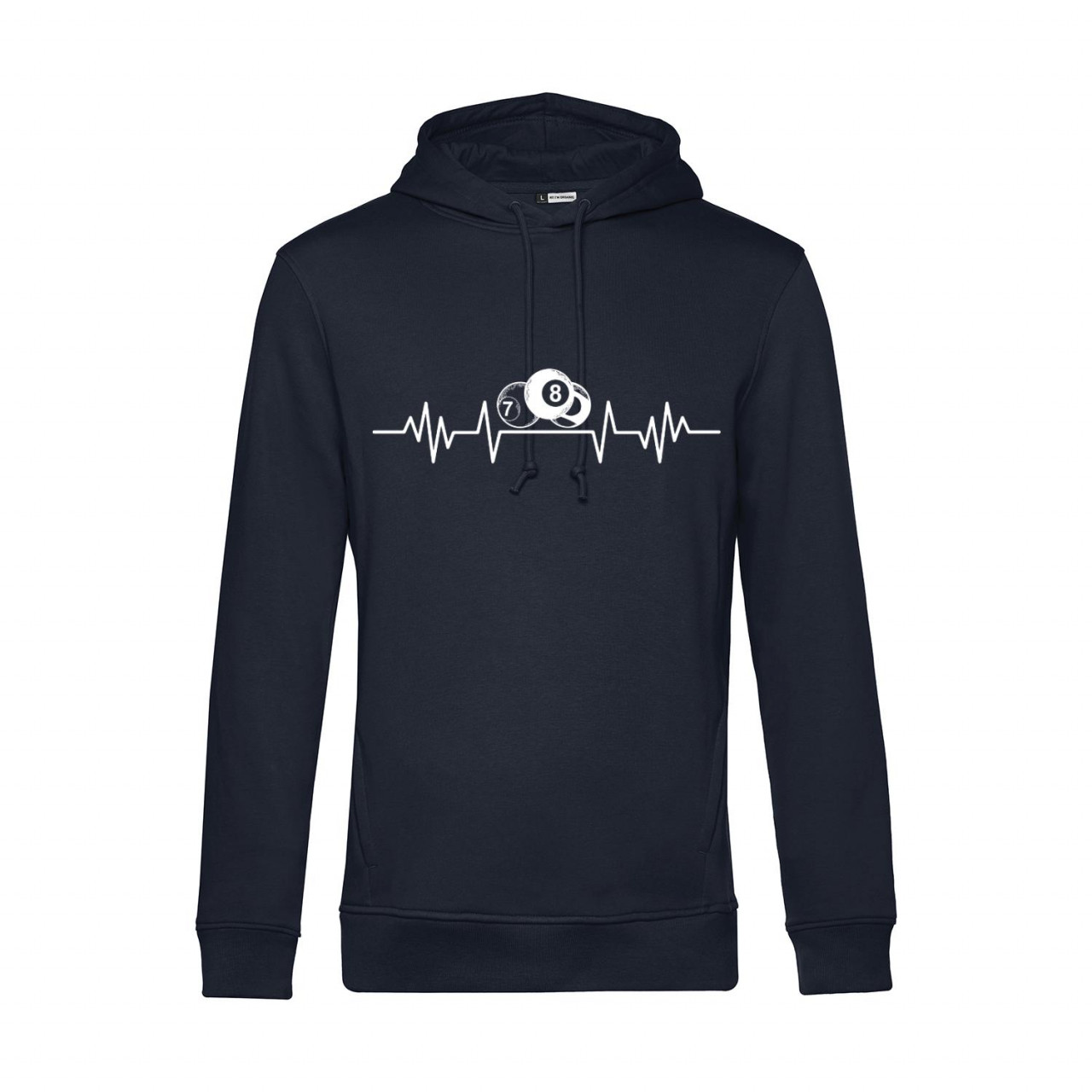 Bild von Nachhaltiger Hoodie Herren Billard weiße Herzstromkurve