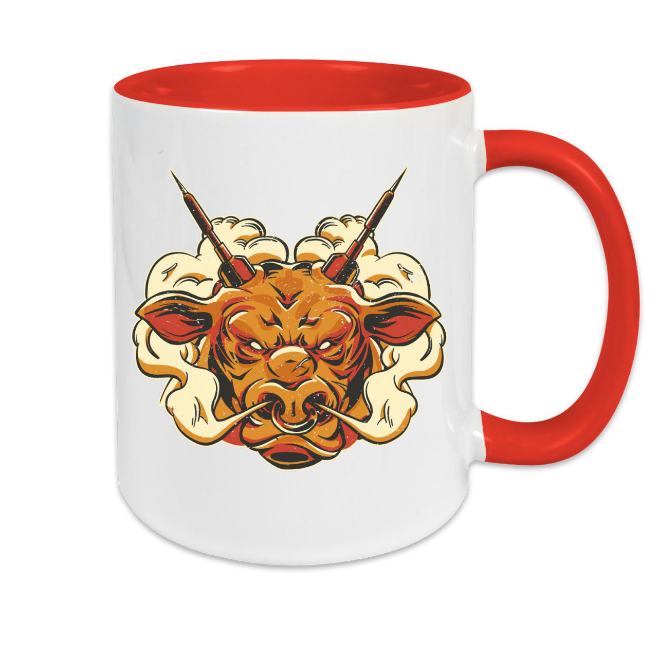 Bild von Tasse zweifarbig Darts Angry Bull
