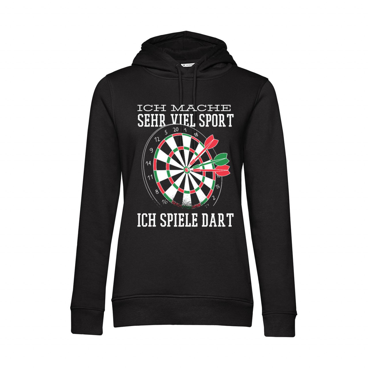 Bild von Nachhaltiger Hoodie Damen Darts Ich mache sehr viel Sport