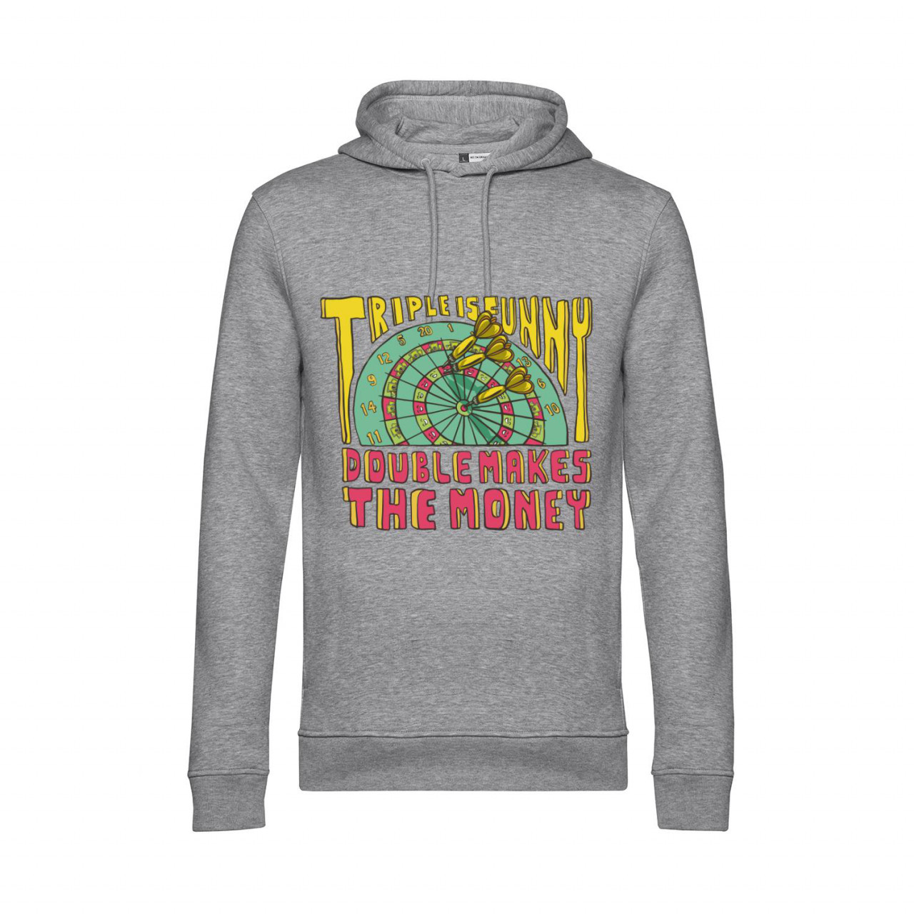 Bild von Nachhaltiger Hoodie Herren Darts Triple is funny Double makes the money