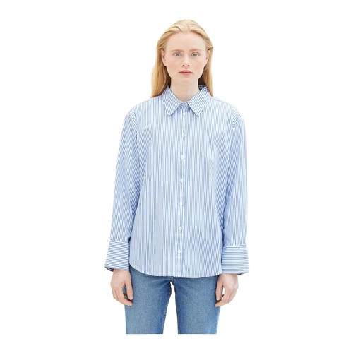 Bild von Rundhals T-Shirt striped poplin shirt S