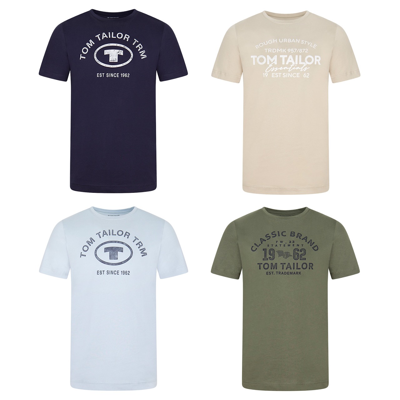Bild von TOM TAILOR T-Shirt Herren Printshirt Regular Fit (4-tlg) Kurzarm Tee Shirt mit Rundhalsausschnitt aus 100% Baumwolle