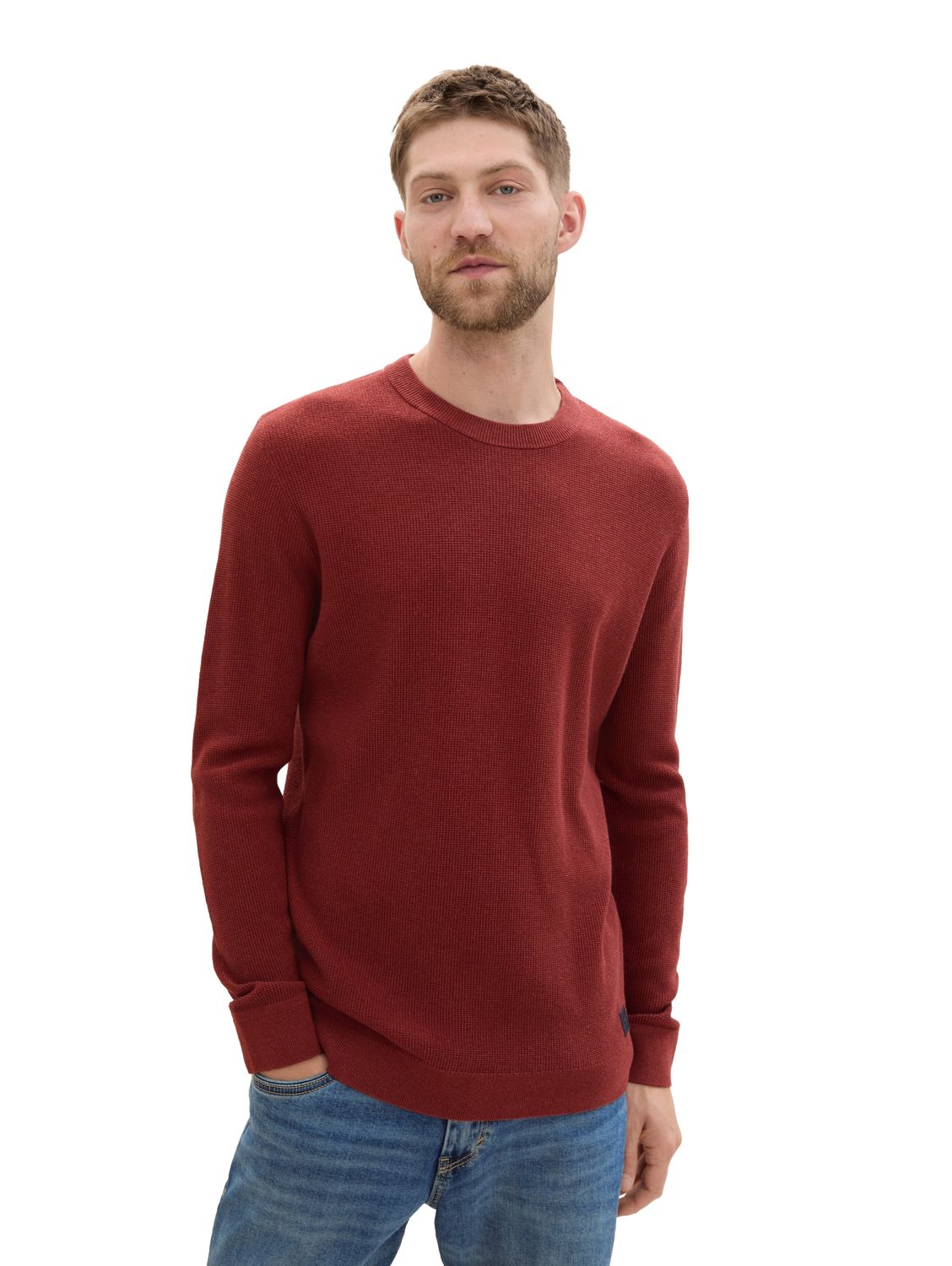 Bild von Tom Tailor Strukturierter Rundhalspullover (1042453) burgundy dark red melange