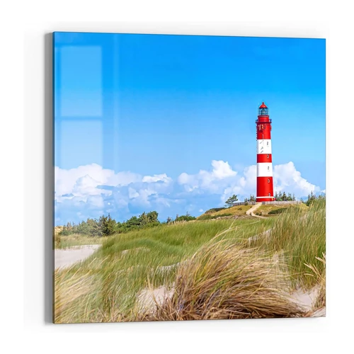 Bild von DEQORI Glasbild Acrylglas | Motiv Leuchtturm auf Amrum | quadratisch einteilig 50x50 cm | schöne Dekoration | Wandbild für Wohnzimmer, Schlafzimmer, Flur & Küche | moderne Wanddeko, DEQORI Glasbild 'Leuchtturm auf Amrum', 'Leuchtturm auf Amrum', Glas Wandbild Bild schwebend modern